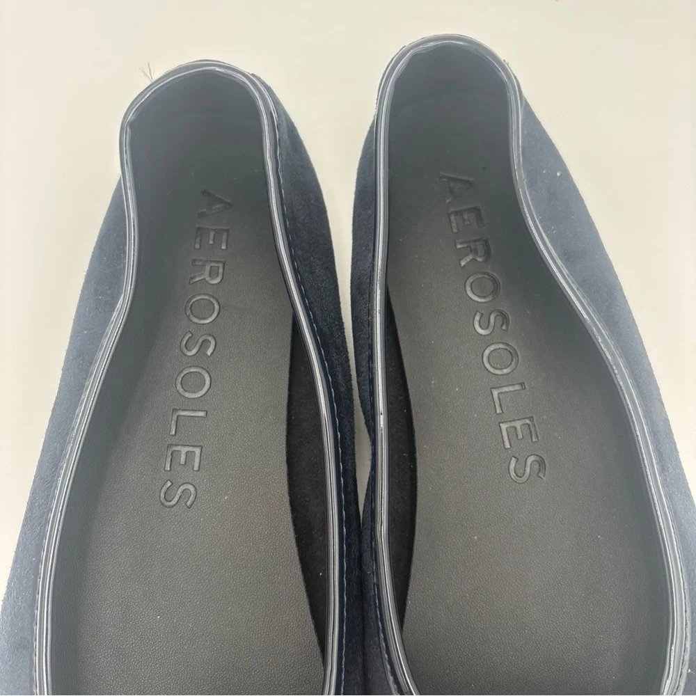 AEROSOLES Dark Blue Flats with Metallic‎ Accent